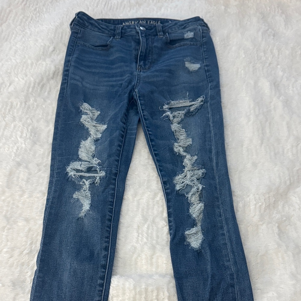 Women's Distressed Blue Jeans